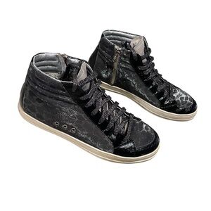P448 Women’s Skate‎ Boster Fashion Sneaker Sz 41 (10-10.5) Black Leather Shoe